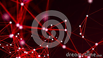 Abstract connections on red background Stock Photo