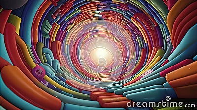 Abstract contemplative image in a quantum and psychedelic style with swirling patterns, fractal structures and abstract Cartoon Illustration