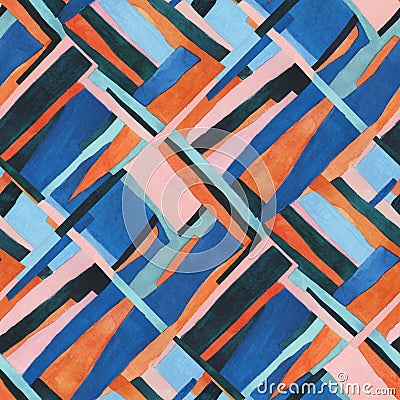 Abstract contemporary art seamless pattern. Watercolour collage geometric illustration Cartoon Illustration