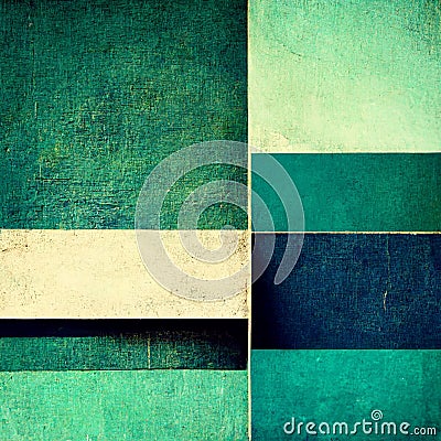 Abstract contemporary modern watercolor art. Minimalist teal and green shades illustration Cartoon Illustration