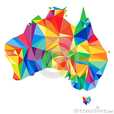 Abstract continent of Australia from triangles. Origami style. Vector Illustration