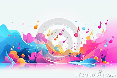 Abstract continuous music note vector sketch in line art, song sound concept background outline icon Stock Photo