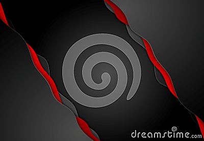 Abstract contrast red black wavy corporate background Vector Illustration