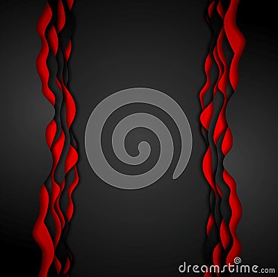 Abstract contrast red black wavy corporate background Vector Illustration