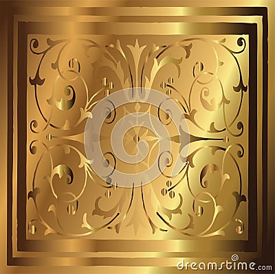 Abstract Copper Gold Background of Elegant Vintage Floral Vector Illustration