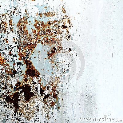 Abstract corroded colorful wallpaper grunge background iron rusty artistic wall peeling paint. Stock Photo