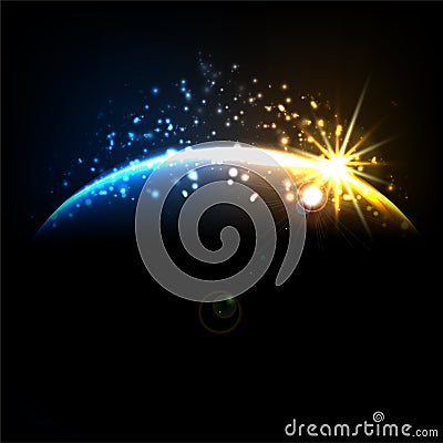 Abstract cosmic sunrise Vector Illustration