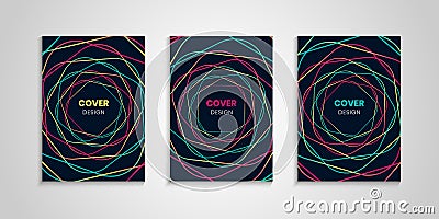 Abstract Cover Collection With Colorful Wavy Lines Vector Illustration