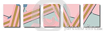 Abstract cover with stripes, hexagon elements. Geometric card design concept. Vector Illustration