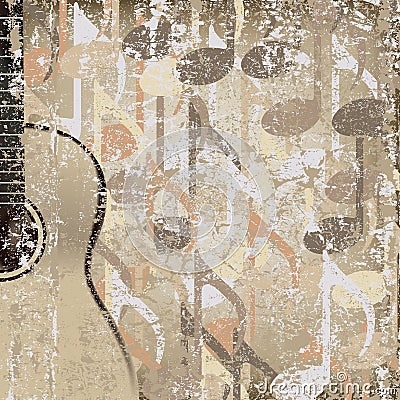 Abstract cracked background accoustic guitar Vector Illustration