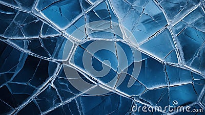Abstract cracked ice pattern with deep blue hues and sharp jagged lines creating intricate geometry Stock Photo