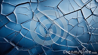 Abstract cracked ice pattern with deep blue hues and sharp jagged lines creating intricate geometry Stock Photo
