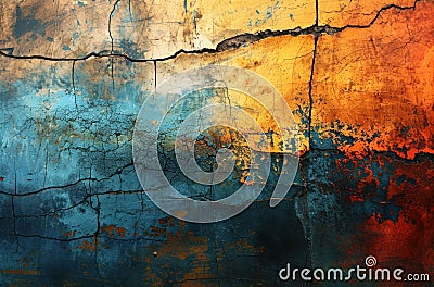 Abstract Cracked Paint Texture on Wall Stock Photo
