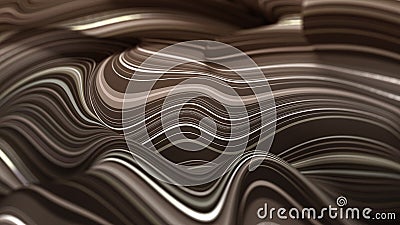 Abstract, crafty, soft, ocher background. Waves of fluid strings in cycle of lines Cartoon Illustration