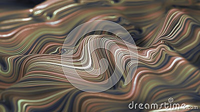 Abstract, crafty, soft, ocher background. Waves of fluid strings in cycle of lines Cartoon Illustration