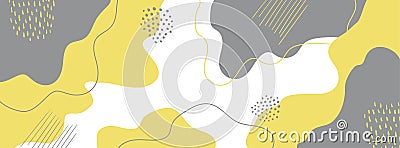 Abstract crative vector minimal background with hand drawn organic shapes. Trendy yellow and gray colors of the year Vector Illustration