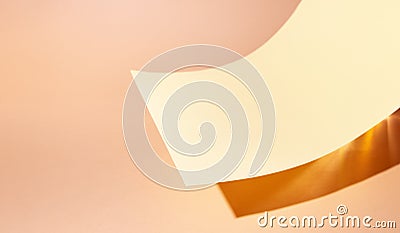 Abstract creative background with paper podium. Mock up for branding and packaging presentation. Podium of curve shaped beige Stock Photo