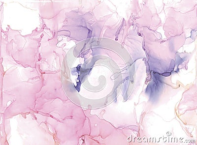 Abstract delicate watercolor composition of pink and purple spots Stock Photo