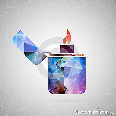 Abstract creative concept icon of lighter. For web and mobile content isolated on background, unusual template design, flat Stock Photo