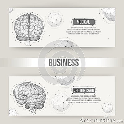 Abstract Creative concept vector background of the human brain. Polygonal design style letterhead and brochure for Vector Illustration