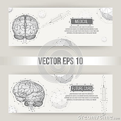 Abstract Creative concept vector background of the human brain. Polygonal design style letterhead and brochure for Vector Illustration