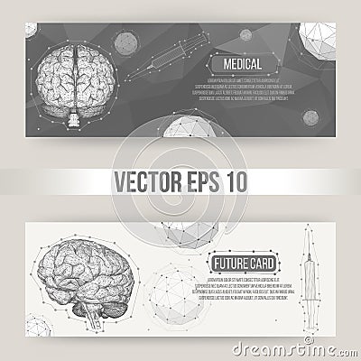 Abstract Creative concept vector background of the human brain. Polygonal design style letterhead and brochure for Vector Illustration