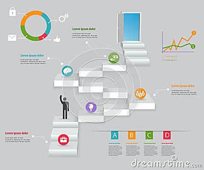 Abstract creative concept vector Infographics ladder for Web and Mobile Applications isolated on background. Vector Vector Illustration