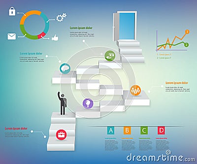 Abstract creative concept vector Infographics ladder for Web and Mobile Applications isolated on background. Vector Vector Illustration