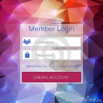 Abstract creative concept vector member login form interface. For web page, site, mobile applications, art illustration Vector Illustration