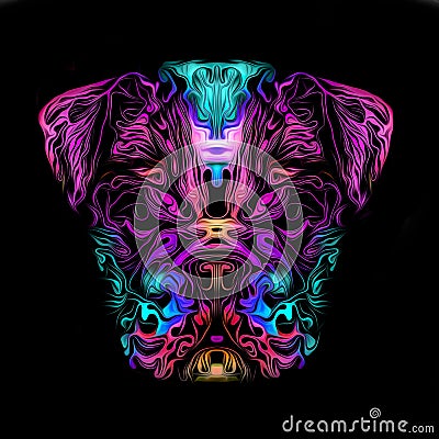 Abstract creative illustration with colorful bulldog Cartoon Illustration