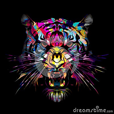 Abstract creative illustration with colorful lion Cartoon Illustration