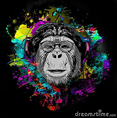 Abstract creative illustration with colorful monkey Cartoon Illustration