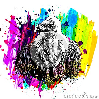 Abstract creative illustrationcolorful artistic eagle isolated on white background Cartoon Illustration