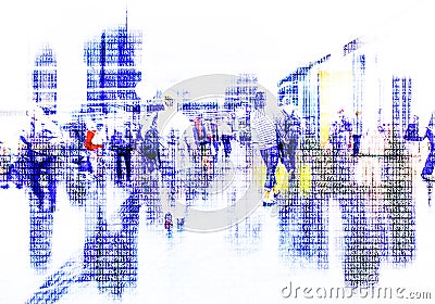Abstract crowd of people networking on cyberspace Stock Photo