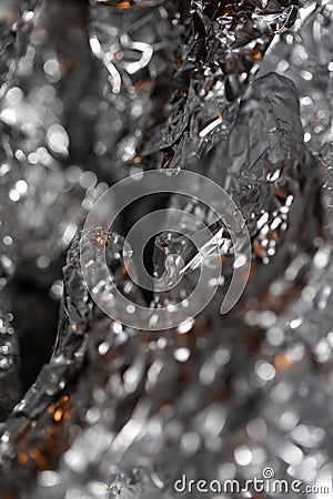 Abstract crumpled colorful aluminum foil texture close up modern background big size instant stock photography print Stock Photo