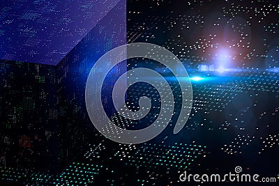 Abstract cryptography and big data 3D cube. Modern communication technology. Spotted background Stock Photo