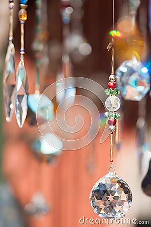 Abstract crystals dangling background Stock Photo