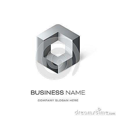 Abstract cube logo design Cartoon Illustration