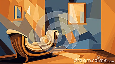 Abstract Cubist Chair Illustration In Tonalist Color Scheme Stock Photo