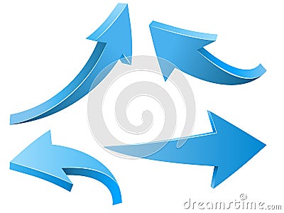 Abstract Curved Blue Arrows Vector Illustration