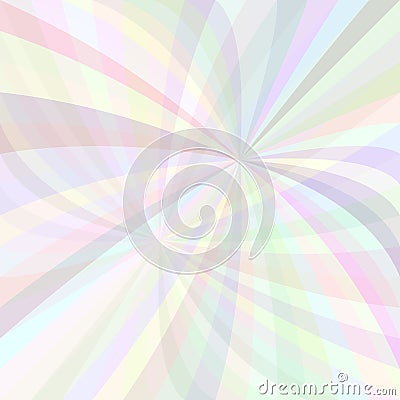 Abstract curved ray burst background - vector illustration from light colored curved rays in pale colors Vector Illustration