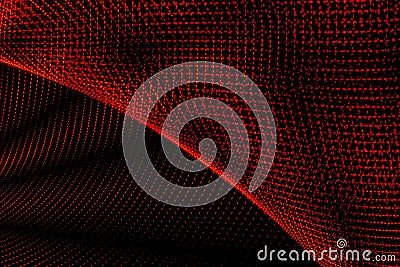 Abstract curved shapes of red color on black background Stock Photo