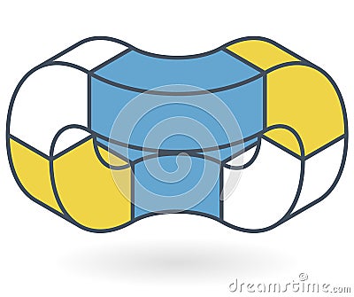 Abstract curved vector shape. Outlined isometric object Vector Illustration