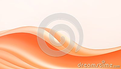 Abstract Curves Background and Wave Geometric Concept with Minimal Graphic Design on Orange background,paper art style Stock Photo