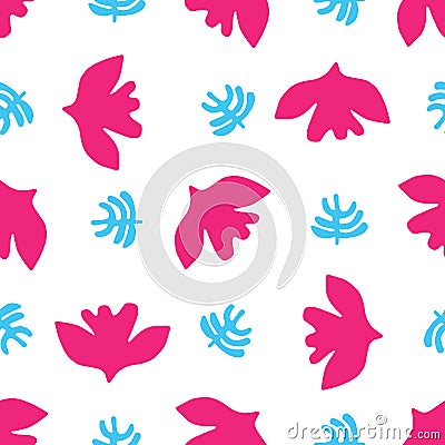 Abstract cut out bird leaf shapes. Vector pattern seamless background. Vector Illustration