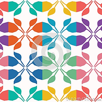 Abstract cut out leaf shapes. Vector pattern seamless background. Hand drawn matisse style collage damask illustration Cartoon Illustration