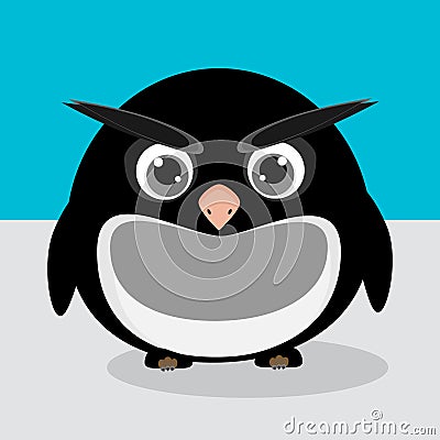 Abstract cute angry pinguin on a blue background Stock Photo