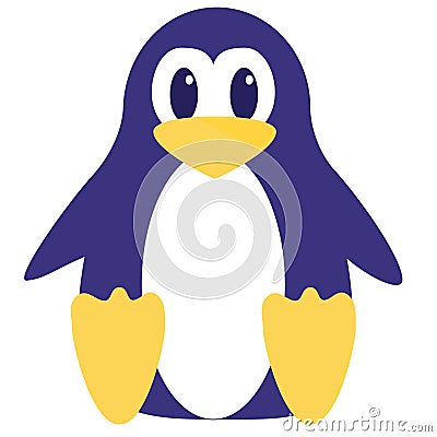 Abstract cute angry cartoon pinguin isolated on a blue background. Funny vector penguin image. Vector Illustration