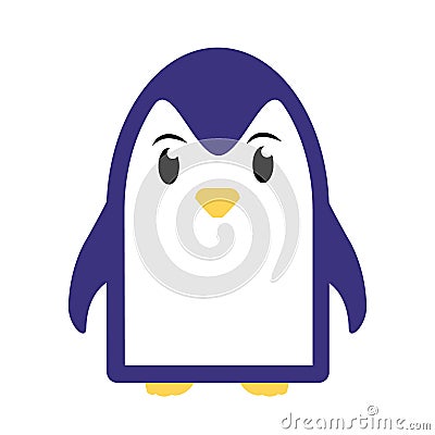 Abstract cute angry cartoon pinguin isolated on a blue background. Funny vector penguin image. Vector Illustration