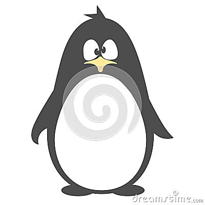 Abstract cute angry cartoon pinguin isolated on a blue background. Funny vector penguin image. Vector Illustration